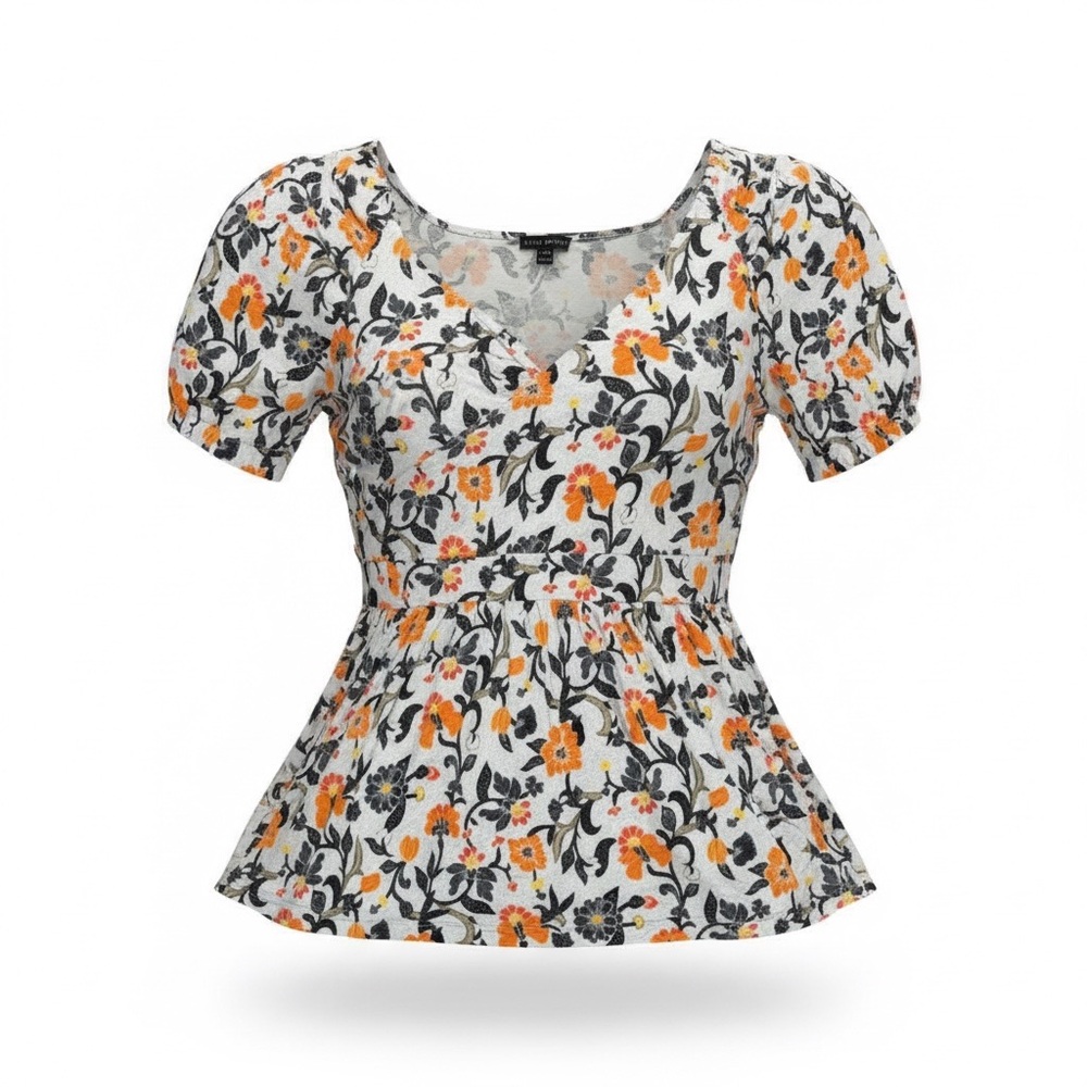 Lane Bryant Floral Print Short Sleeve Peplum Top Size 14/16 Plus